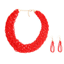 Load image into Gallery viewer, Red Seed Bead Braided Collar Set
