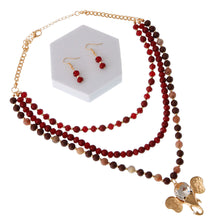 Load image into Gallery viewer, Wine Layered Glass Bead Elephant Set
