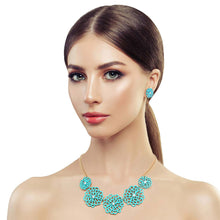Load image into Gallery viewer, Turquoise Matte Metal Cut Out Flower Necklace

