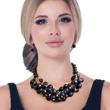 Load image into Gallery viewer, Navy Ball Bead Cluster Collar Set
