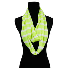 Load image into Gallery viewer, Neon Yellow Striped Infinity Scarf
