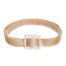 Load image into Gallery viewer, Gold Pave 9 Row Buckle Belt

