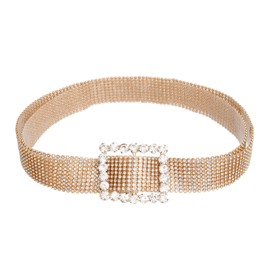 Gold Pave 9 Row Buckle Belt