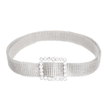 Load image into Gallery viewer, Silver Pave 9 Row Buckle Belt
