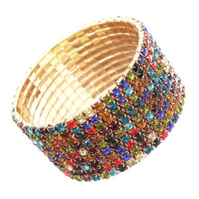 Load image into Gallery viewer, Multi Color 9 Row Rhinestone Bracelet
