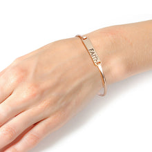 Load image into Gallery viewer, Gold Faith Cross Hook Bangle

