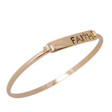 Load image into Gallery viewer, Gold Faith Cross Hook Bangle
