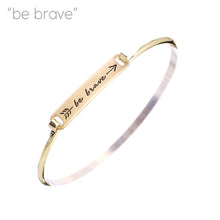Load image into Gallery viewer, Be Brave Gold Hook Bangle
