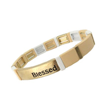 Load image into Gallery viewer, White and Gold Block Blessed Bracelet
