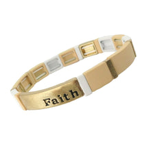 Cargar imagen en el visor de la galería, White and Gold Block Faith Bracelet
