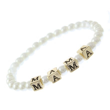 Load image into Gallery viewer, Cream Pearl Gold MOM Bracelet
