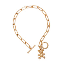 Load image into Gallery viewer, Gold Teddy Bear Toggle Bracelet
