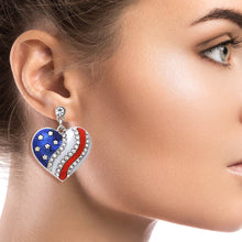 Load image into Gallery viewer, American Flag Heart Metal Earrings
