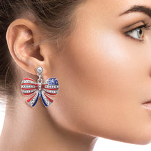 Load image into Gallery viewer, American Flag Ribbon Metal Earrings
