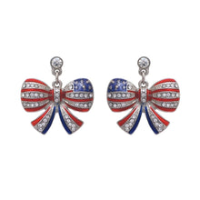 Load image into Gallery viewer, American Flag Ribbon Metal Earrings
