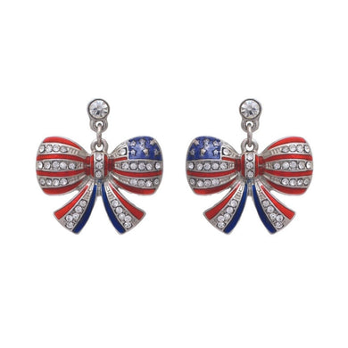 American Flag Ribbon Metal Earrings