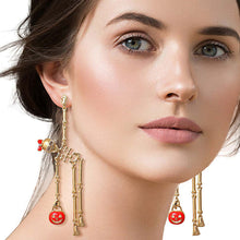 Load image into Gallery viewer, Gold Spooky Skeleton Dangle Earrings
