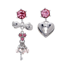 Load image into Gallery viewer, Silver Mismatched Lock Key Earrings
