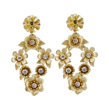 Load image into Gallery viewer, Vintage Gold Metal Flower Earrings
