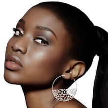 Load image into Gallery viewer, Silver Half Filigree Hoops
