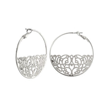 Load image into Gallery viewer, Silver Half Filigree Hoops
