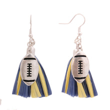Load image into Gallery viewer, Blue Tassel Football Earrings
