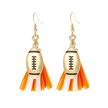 Load image into Gallery viewer, Orange Tassel Football Earrings
