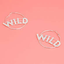 Load image into Gallery viewer, Silver WILD Rhinestone Hoops
