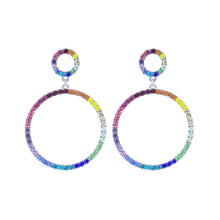 Load image into Gallery viewer, Rainbow Silver Double Circle Earrings
