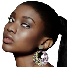 Load image into Gallery viewer, Green Wood Animal Print Earrings
