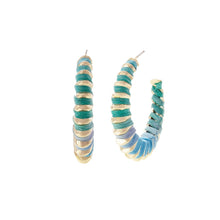Cargar imagen en el visor de la galería, Mixed Blue Raffia Wrapped Hoops
