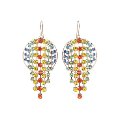 Rainbow Fringe Circle Earrings