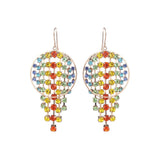 Rainbow Fringe Circle Earrings