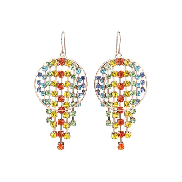 Rainbow Fringe Circle Earrings