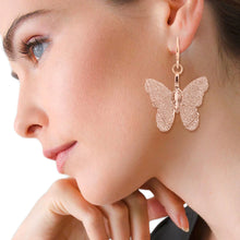 Load image into Gallery viewer, Rose Gold Dipped Real Leaf Butterfly Earrings
