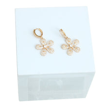 Load image into Gallery viewer, 14k Gold Plated CZ Flower Huggie Hoops
