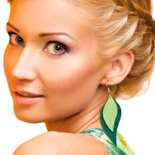 Load image into Gallery viewer, Genuine Leather Green Earrings

