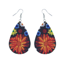 Load image into Gallery viewer, Multi Color Daisy Printed Teardrop Earrings
