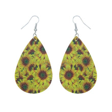 Load image into Gallery viewer, Sunflower Printed Teardrop Earrings
