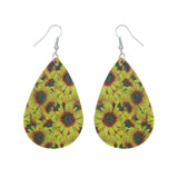 Sunflower Printed Teardrop Earrings