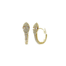 Load image into Gallery viewer, Gold CZ Snake Head Huggie Hoops
