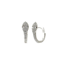 Load image into Gallery viewer, Silver CZ Snake Head Huggie Hoops

