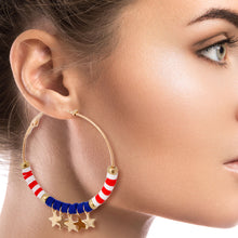 Load image into Gallery viewer, American Flag Star Dangle Hoops
