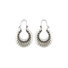 Load image into Gallery viewer, Silver Metal Croissant Hoops
