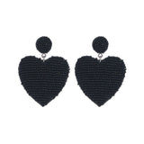 Black Sead Bead Heart Earrings
