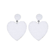 Load image into Gallery viewer, White Sead Bead Heart Earrings
