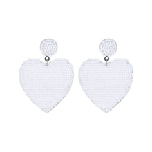 Load image into Gallery viewer, White Sead Bead Heart Earrings
