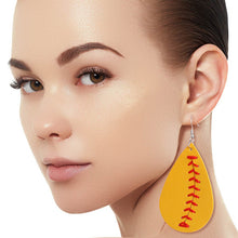 Load image into Gallery viewer, Mustard Yellow Softball Teardrop Earrings
