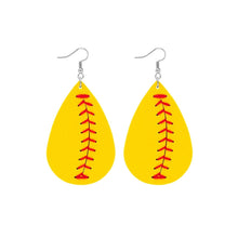 Load image into Gallery viewer, Mustard Yellow Softball Teardrop Earrings

