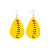 Mustard Yellow Softball Teardrop Earrings